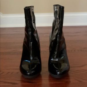 Patent leather ankle boots